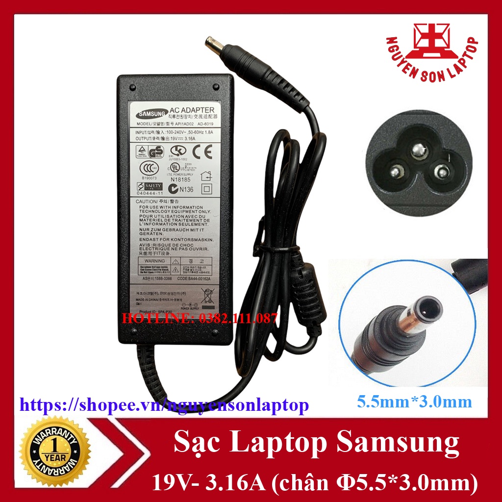 SẠC LAPTOP SAMSUNG 3.16A-65W