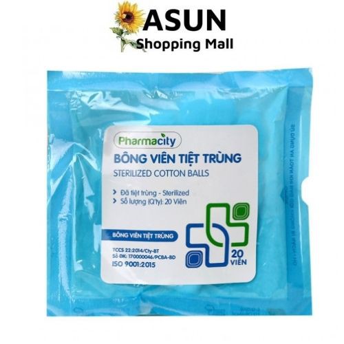 Bông viên tiệt trùng Pharmacity 2 x 2cm (10,20 viên/gói)