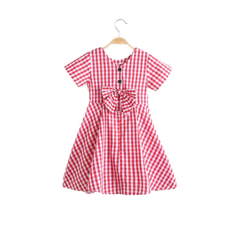 Summer fashion dress with unique checker pattern for girls