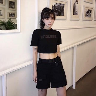 Áo croptop in chữ nữ ENDLESS