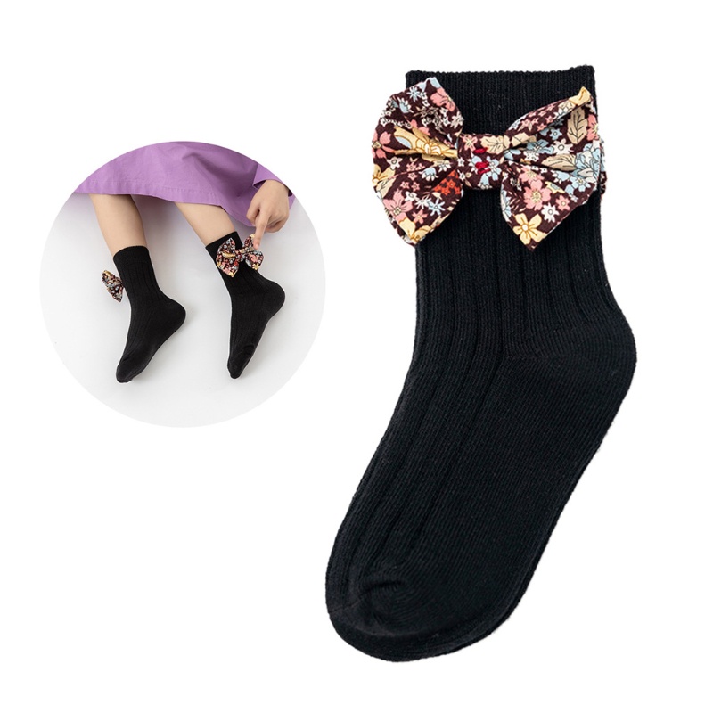 Youyo Đôi Vớ Cotton Mềm Mại Họa Tiết Hoa Đính Nơ Phong Cách Công Chúa Ngọt Ngào Cho Bé Gái Sơ Sinh