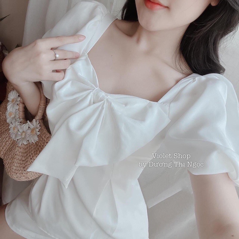 Set quần sooc trắng + áo nơ | BigBuy360 - bigbuy360.vn