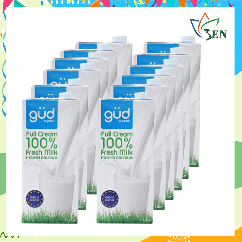 [SenXanh Emart] Thùng 12 Hộp Sữa Tươi 1L GUD - Sữa Ba Lan Nhập Khẩu