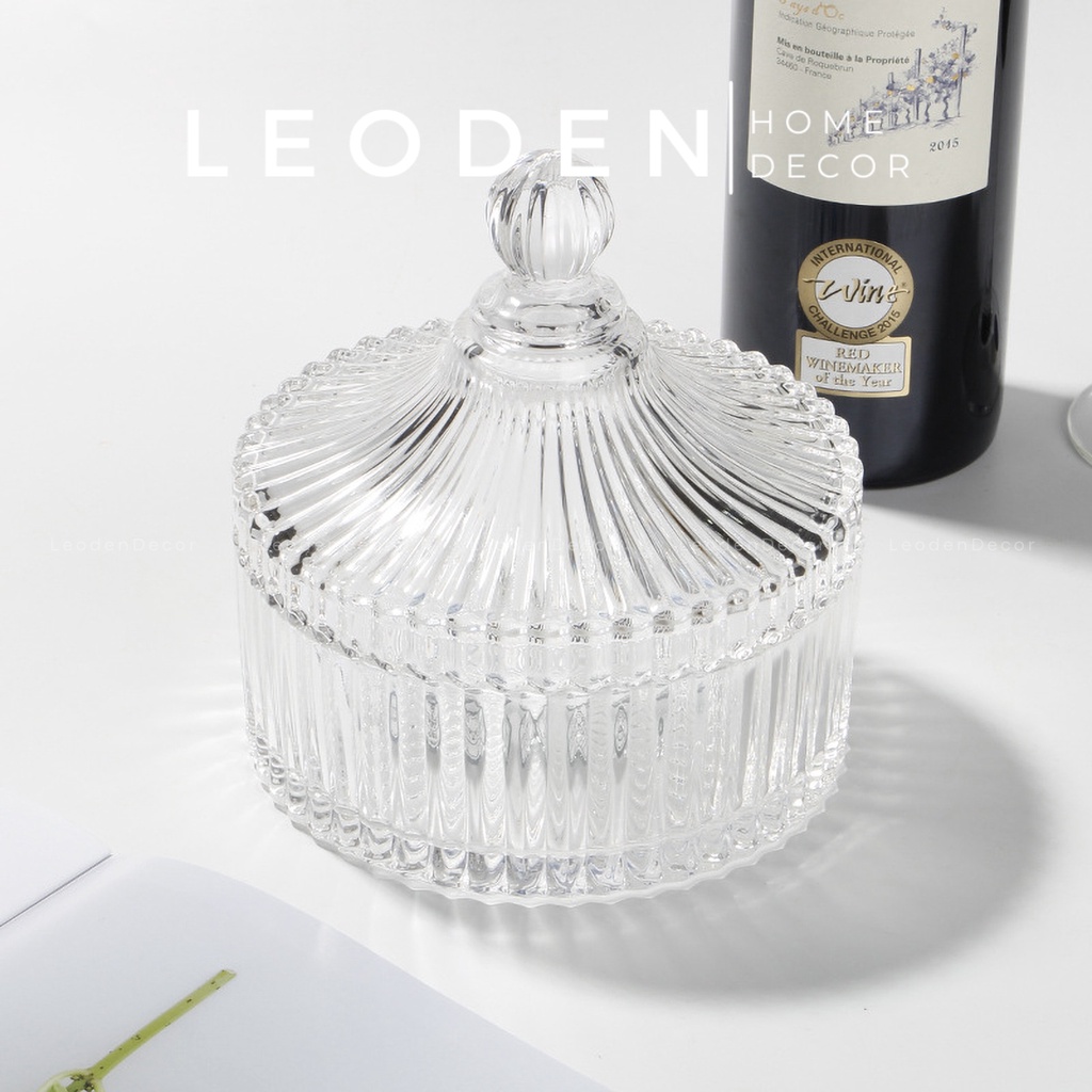 Hộp thuỷ tinh pha lê đựng đồ trang sức decor, thố thuỷ tinh đựng mứt sang trọng – LEODEN Decor