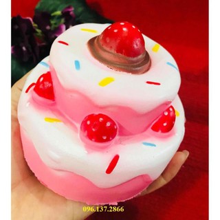 SQUISHY BÁNH KEM DÂU 2 TẦNG  - đáng yêu hết cỡ  (squishykhonglo6868)
