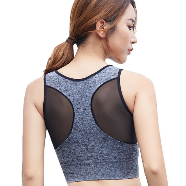 áo tập gym bra croptop nữ phối lưới vai siêu xinh