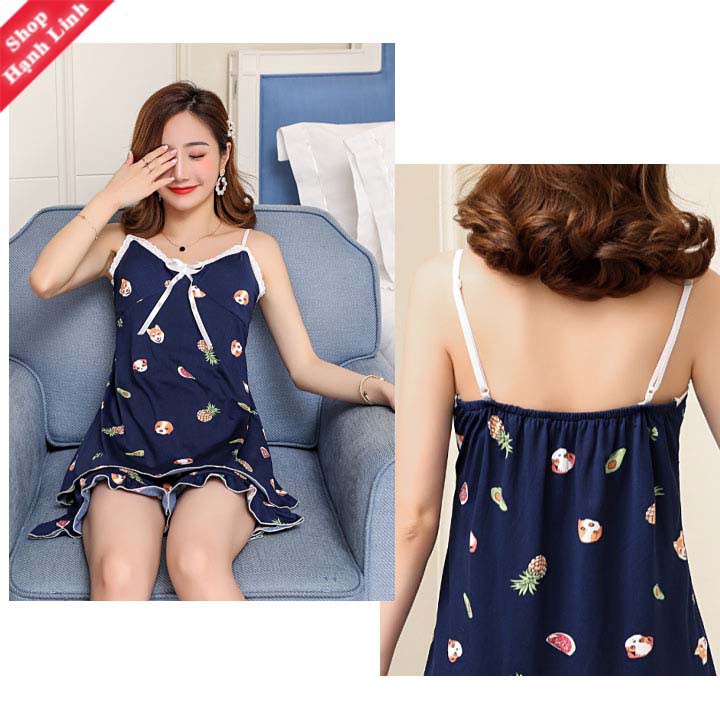 Đồ ngủ mặc nhà nữ gồm áo 2 dây có đệm ngực với quần short,bộ đồ ngủ nữ. | BigBuy360 - bigbuy360.vn