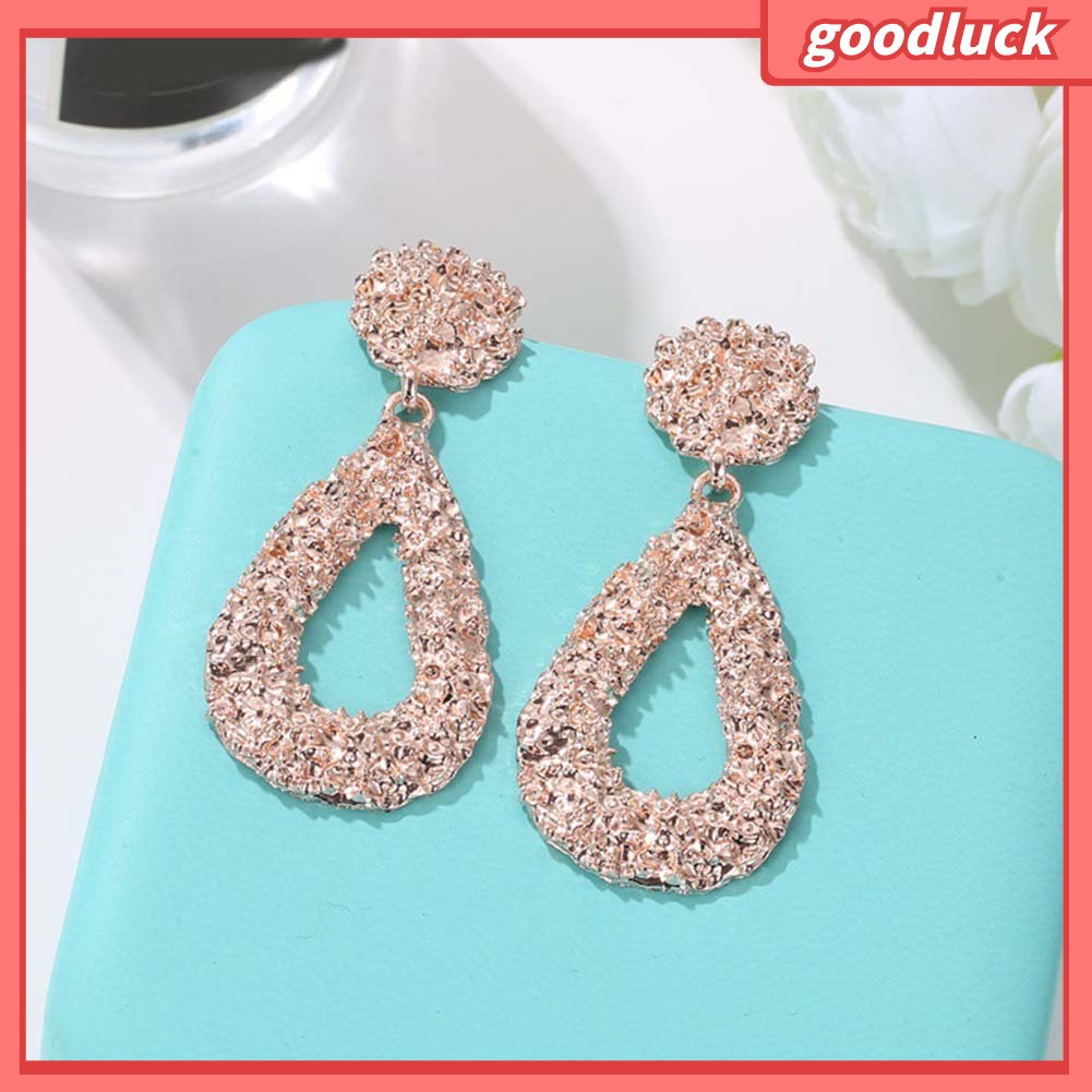 Bohemia Phụ nữ Hình học Emboss Rỗng Giọt nước mắt Dangle Stud Bông tai Trang sức Quà tặng