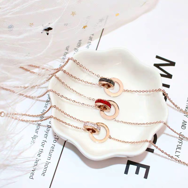 Vòng Tay Thép Titan Đính Kim Cương Nhiều Màu Cao Cấp Phong Cách Hàn Quốc Sang Trọng Thời Trang Đơn Giản Dành Cho Nữ