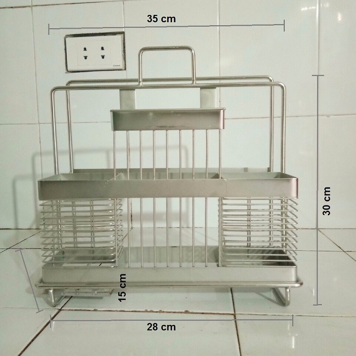 kệ inox để dao, đũa, thìa kèm thớt