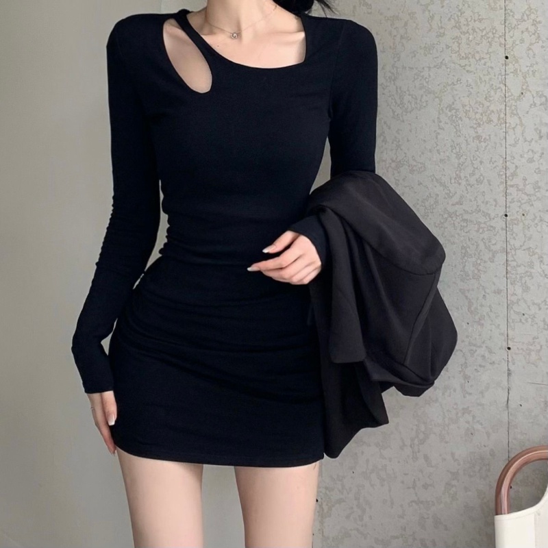 COZOK Đầm Tay Dài Dáng Ôm Thời Trang Quyến Rũ Cho Nữ