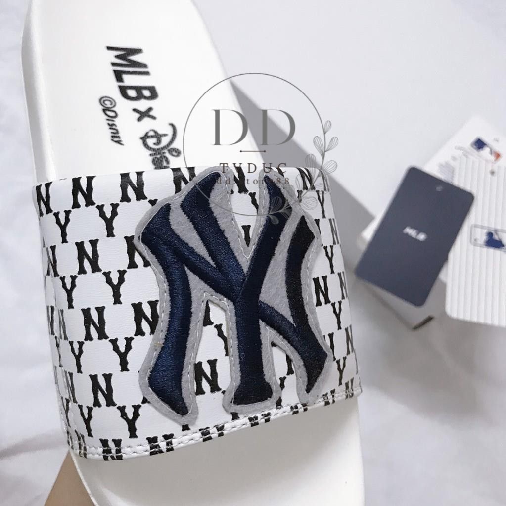 Dép M.L.B Unisex NY Chữ Thêu Sắc Nét,Quai Ngang Dày Dặn, Đế êm HOT 2021