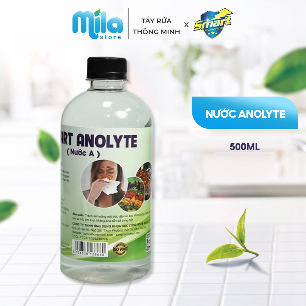 Nước sát khuẩn SMART ANOLYTE  khử khuẩn tay, bề mặt an toàn từ thiên nhiên không kích ứng 500ml