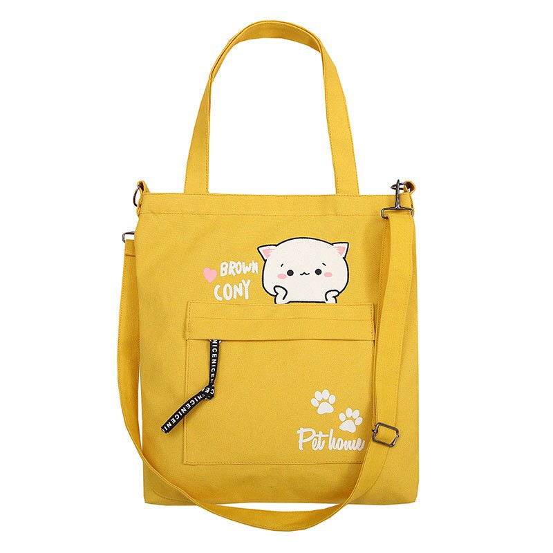 Túi tote nữ đẹp vải bố đựng đồ dễ thương đeo vai, đeo chéo vải đẹp -TT37 - CONY- ALMA