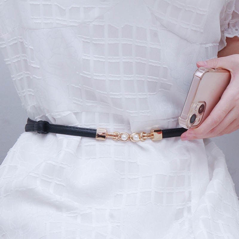 Thắt Lưng Bản Nhỏ Đính Ngọc Trai Phong Cách Hàn Quốc