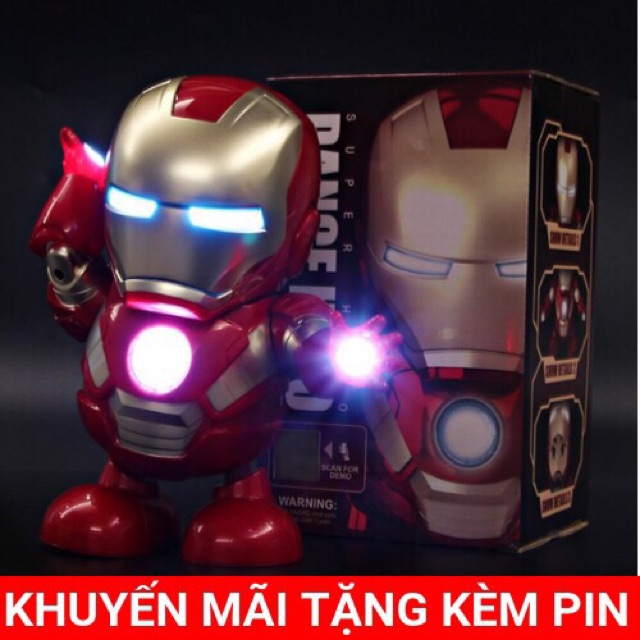 Đồ Chơi Siêu Nhân Iron Man loại đắt-Mở Mặt-Có Nhạc-Nhảy
