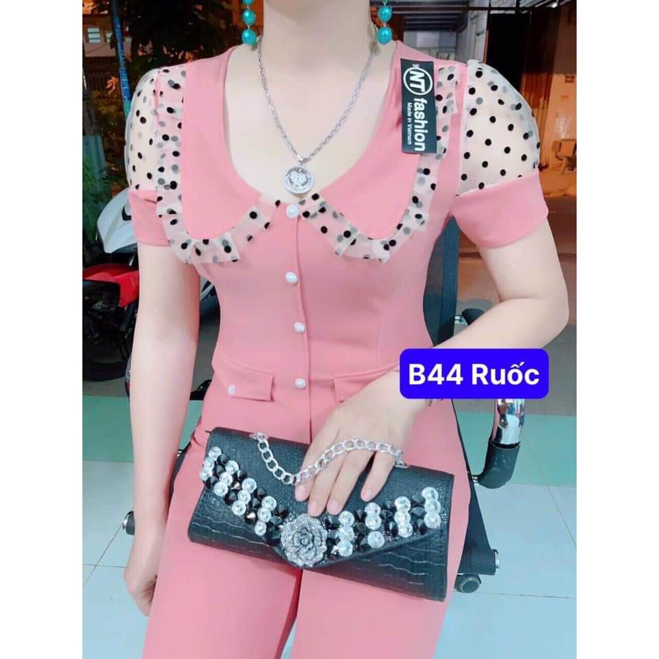 Set Bộ Thun Cát không xù, không xước co giản mềm mịn mặc nhà cách điệu thêu hạt sắc xảo-CATHAN2