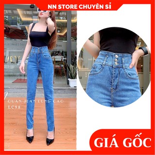 Quần jean lưng cao 🛑 Quần dài nữ cạp cao ôm dáng chất jean cao cấp co giãn thoải mái LC98