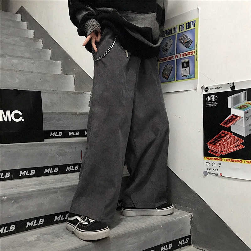 Fashion retro loose casual straight trousers