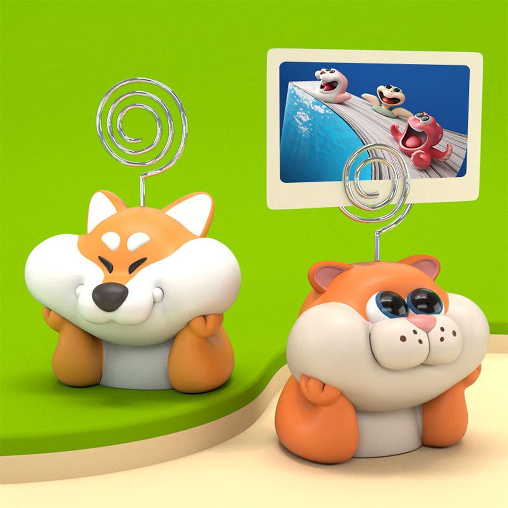 Kẹp Thẻ Ghi Chú Để Bàn Bằng Vinyl Hình Mèo Hoạt Hình Màu Trắng Dễ Thương