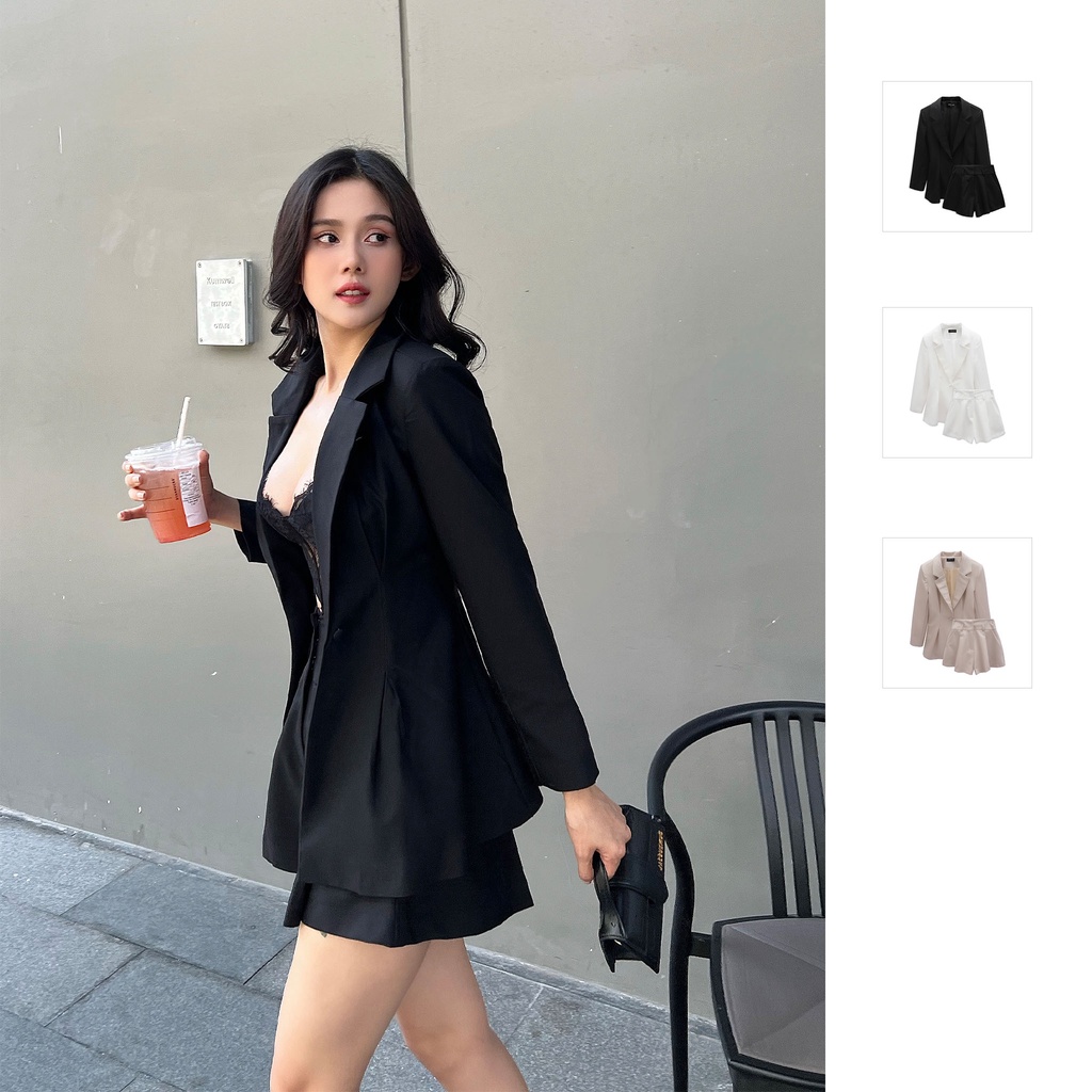 Set Nữ Áo Khoác - Chân Váy , Chất Vải Cotton Lạnh Thoải Mái , WSD000244,SOMEHOW