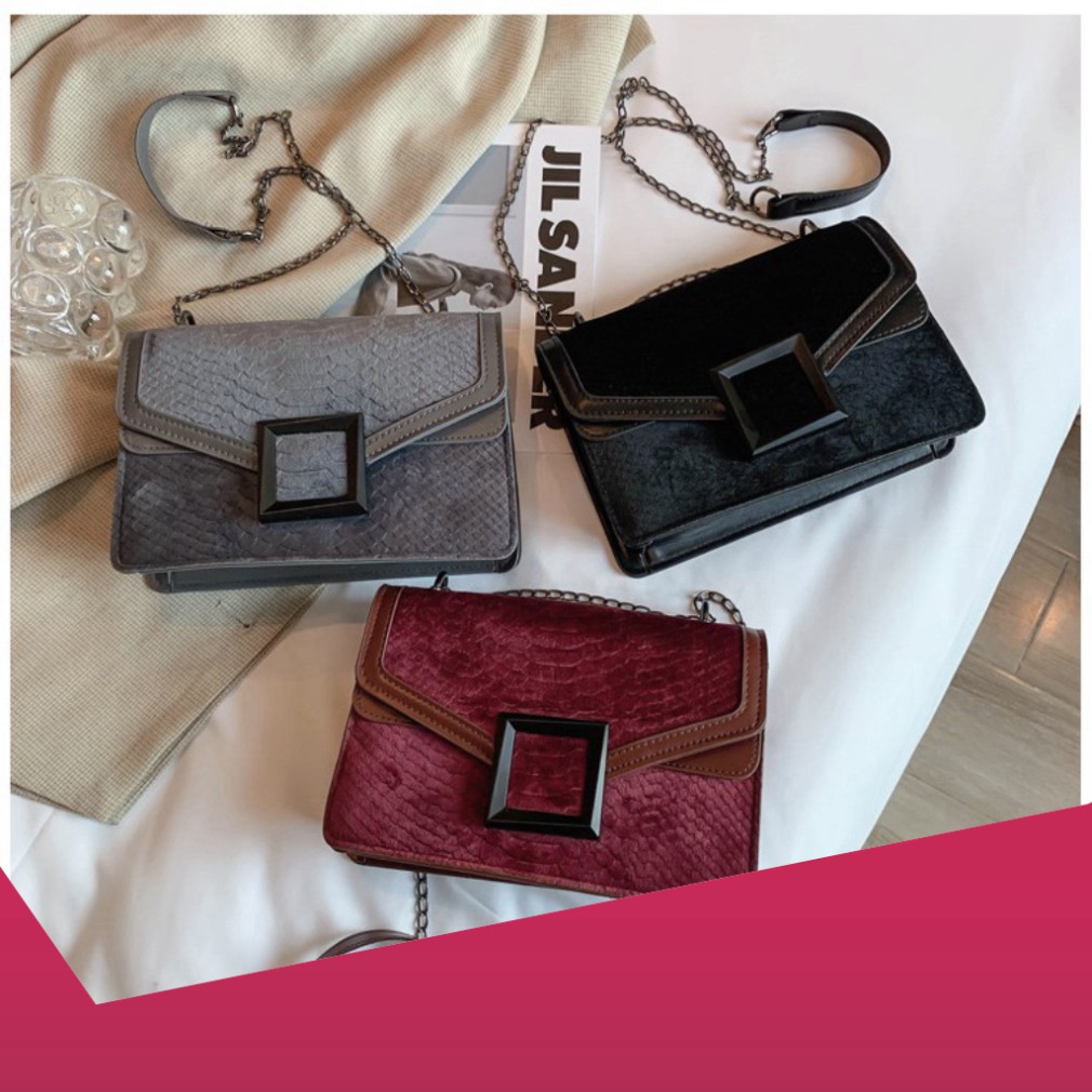 {Hot Trend} Túi xách nữ đeo chéo khóa vuông vân da rắn lót vải nhung mềm mịn siêu đẹp TX27 túi đeo vai | BigBuy360 - bigbuy360.vn