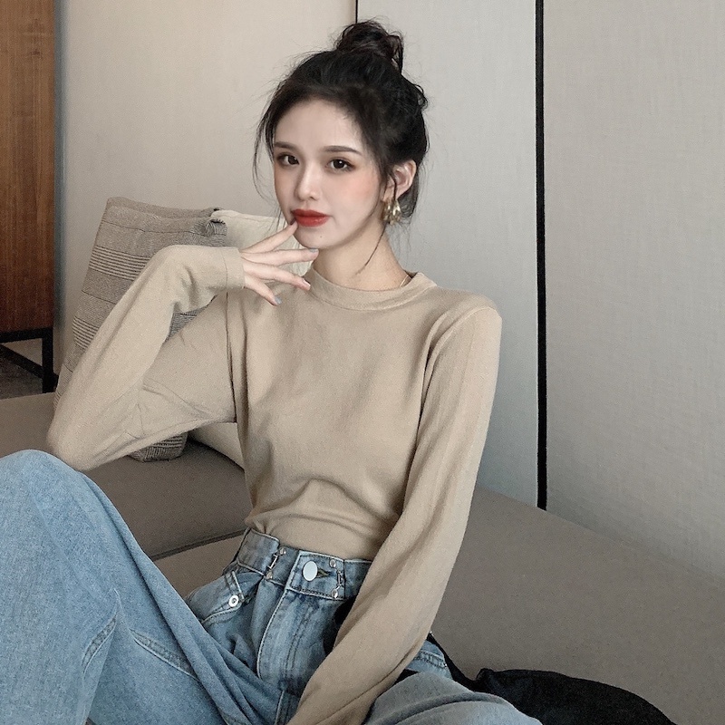 Áo thun NZN tay dài cổ tròn thiết kế đơn giản dễ phối đồ độc đáo cho nữ