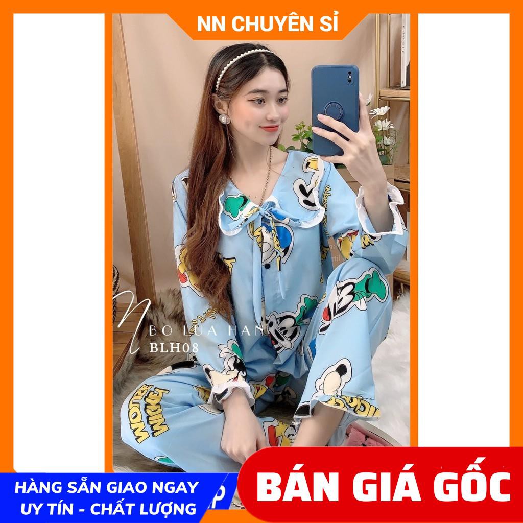 Đồ bộ nữ Đồ bộ PIJAMA mặc nhà Vải Kate lụa Hàn quốc mềm mịn mát in họa tiết hoạt hình dễ thương BLH LỤA HÀN