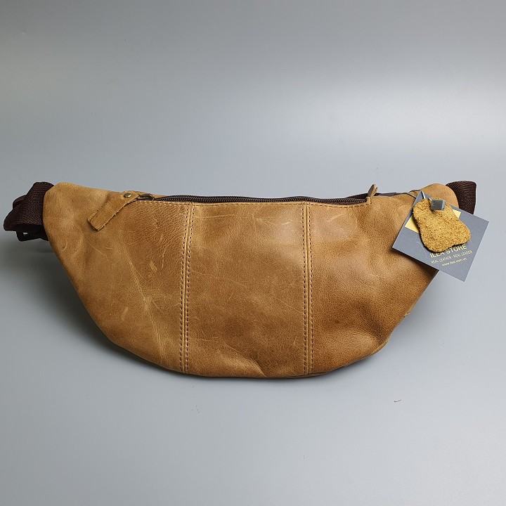 Túi đeo chéo, túi bao tử da bò thật TD106VB (Nâu sáp/Vàng bò) [Freeship] - 100% da bò thật, bảo hành 3 năm | BigBuy360 - bigbuy360.vn