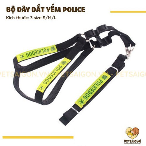 BỘ DÂY DẮT YẾM POLICE DẠ QUANG CHO CHÓ