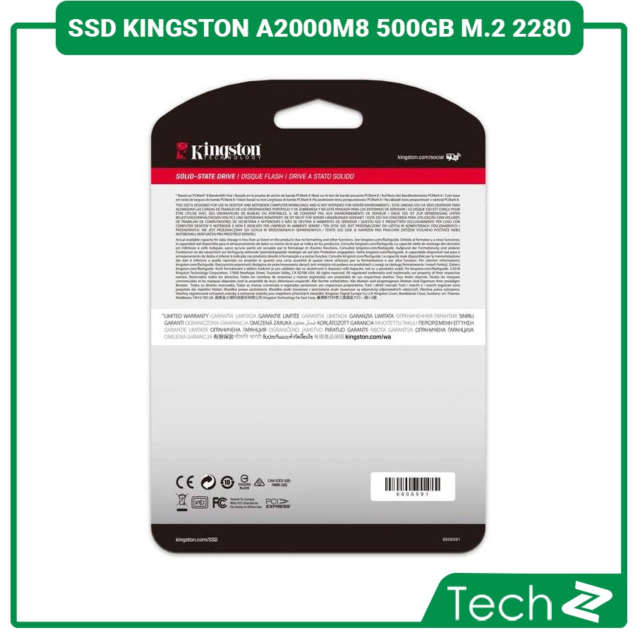 Ổ cứng SSD Kingston A2000M8 500GB M.2 2280 PCIe NVMe Gen 3x4 (Đọc 2200MB/s - Ghi 1500MB/s)