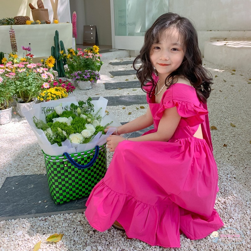Đầm Công Chúa Tay Phồng Màu Trơn Dễ Thương Cho Bé Gái