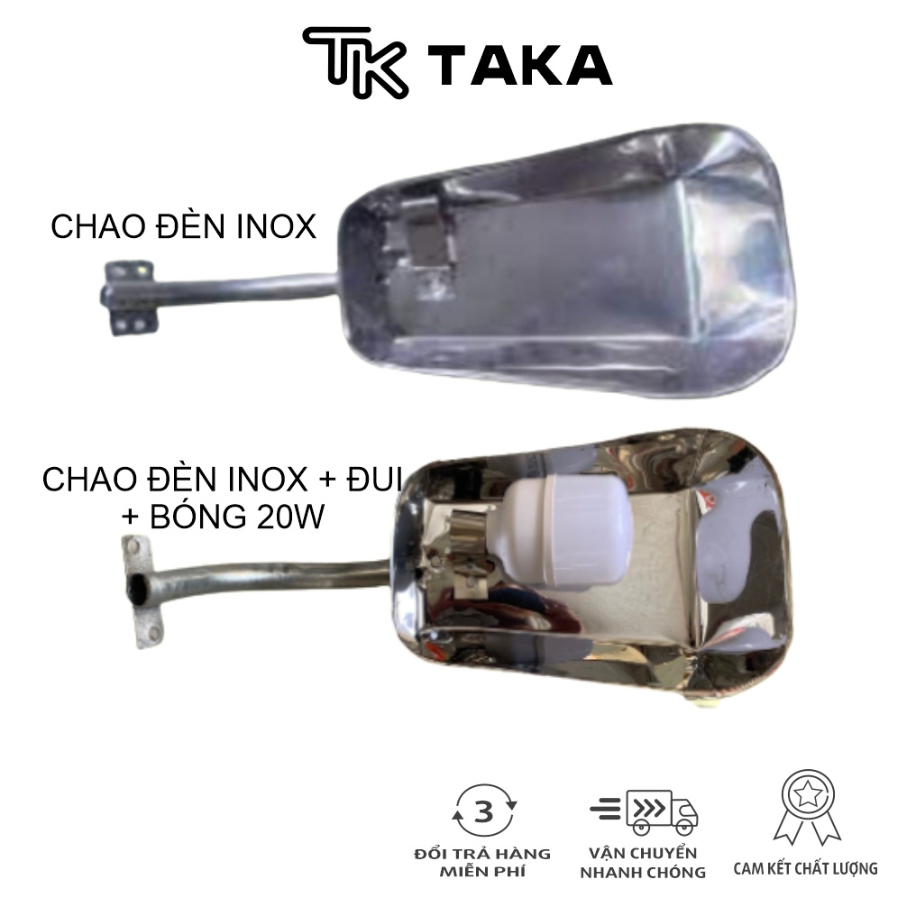 Chao đèn đường inox gồm CHAO ĐUI BÓNG chao đèn đơn giản bằng inox đục sẵn lỗ luồn dây