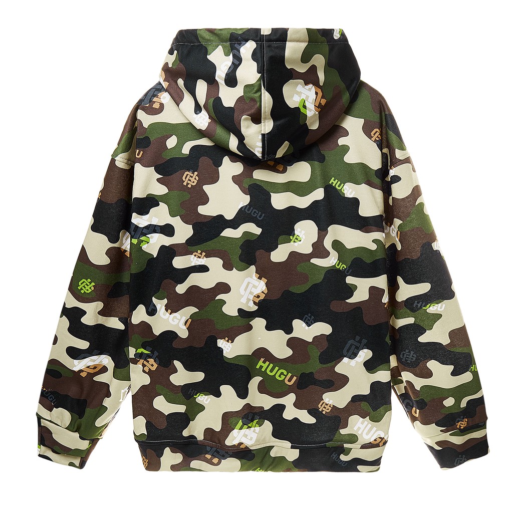 Áo hoodie tay dài nam nữ HUGU - Camo Logo - form rộng