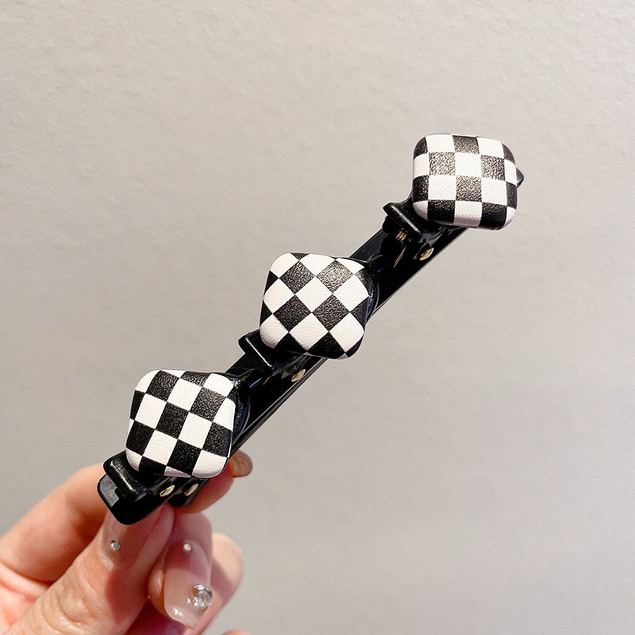 Kẹp Tóc Xoắn Họa Tiết Caro Phong Cách Hàn Quốc Cho Nữ