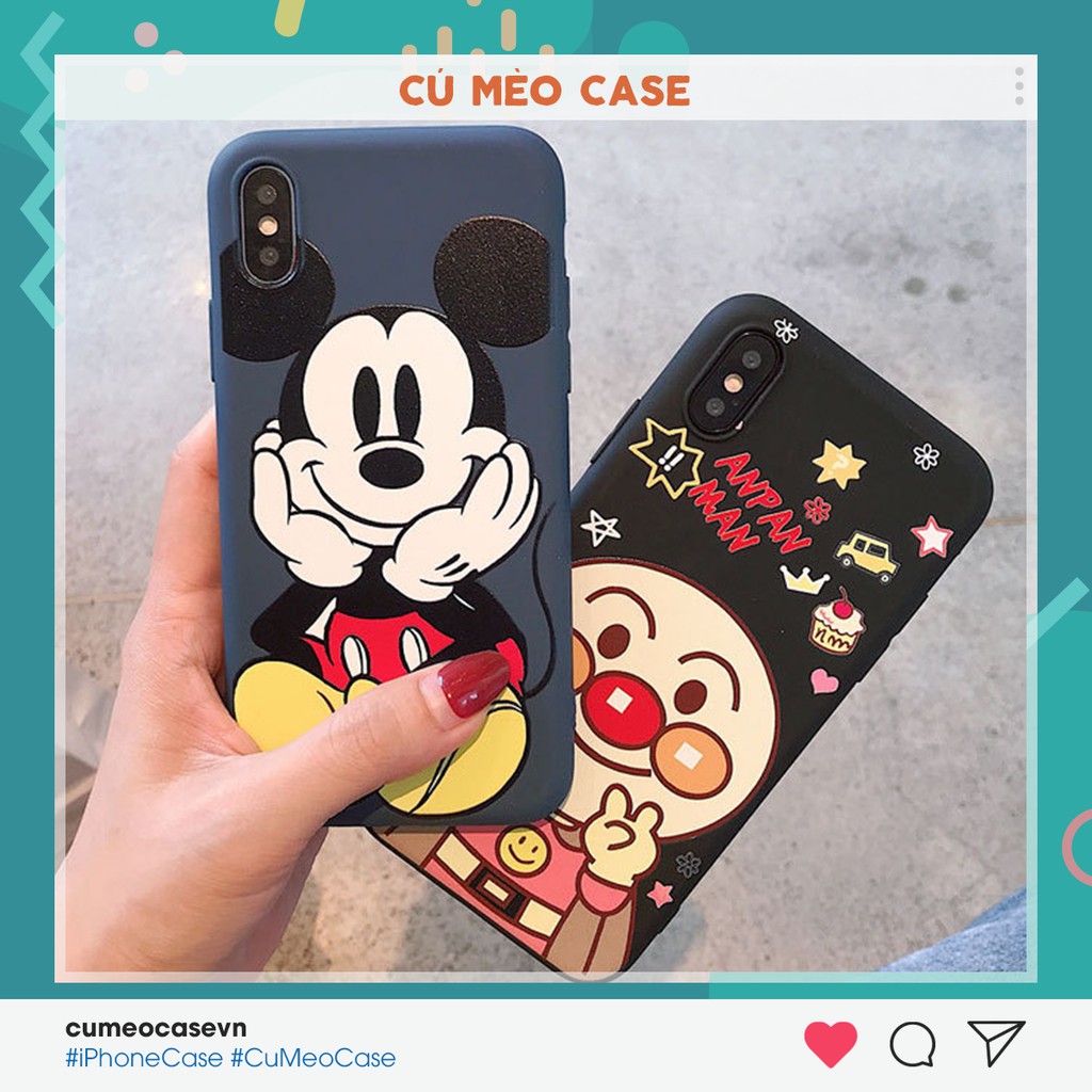 Ốp AnPan và Mickey iPhone 7 8 7 Plus 8 Plus X Xs Xr XsMax iPhone 11 11 Pro 11 Promax Cú Mèo Case