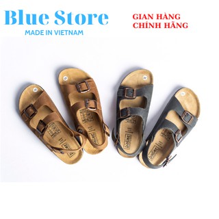 Dép da cao cấp,quai hậu đế bằng, nhiều màu dành cho cả gia đình hãng Bioline - Blue Store mã D02