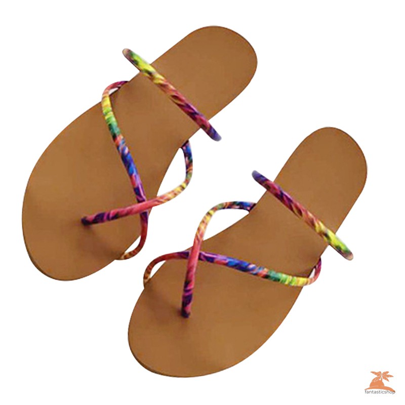 #dep Lê# Women Summer Casual Flat Toe Beach Sandals Slippers Slip-on Flip Flop Shoes