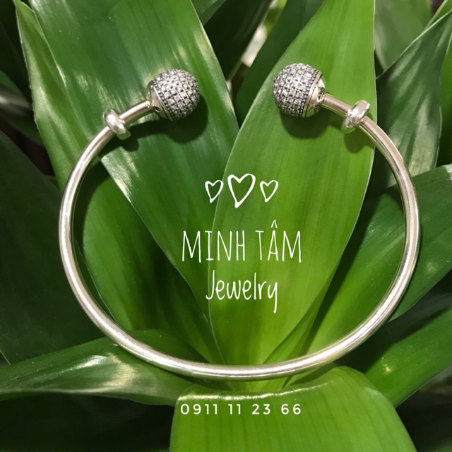 Kiềng chữ C bạc S925 chốt nạm đá-Minh Tâm Jewelry