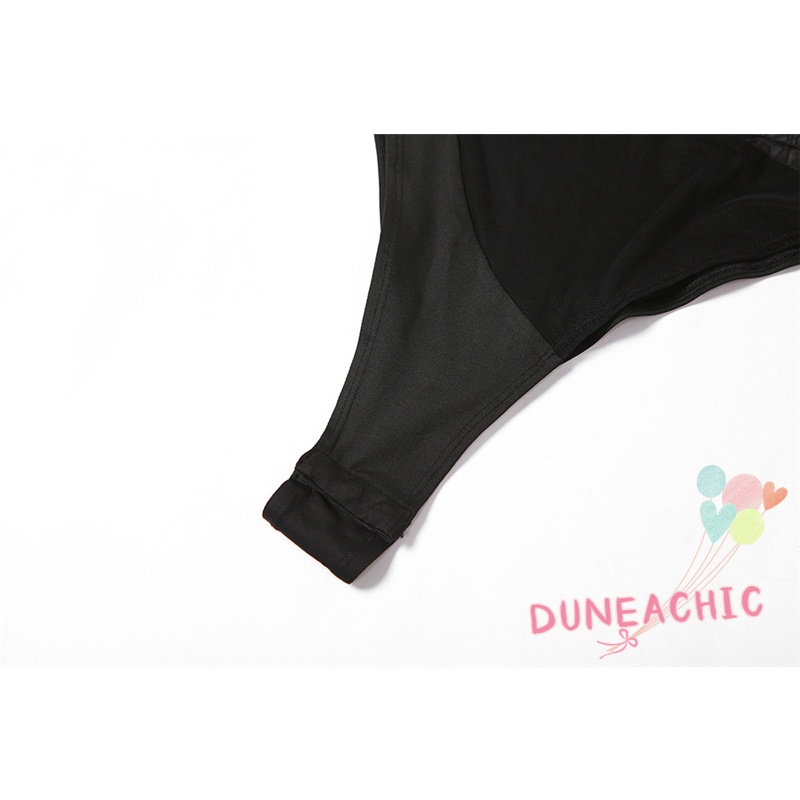 DUNEA Bộ Áo Liền Quần Không Tay Dáng Ôm Phối Lưới Quyến Rũ Cho Nữ