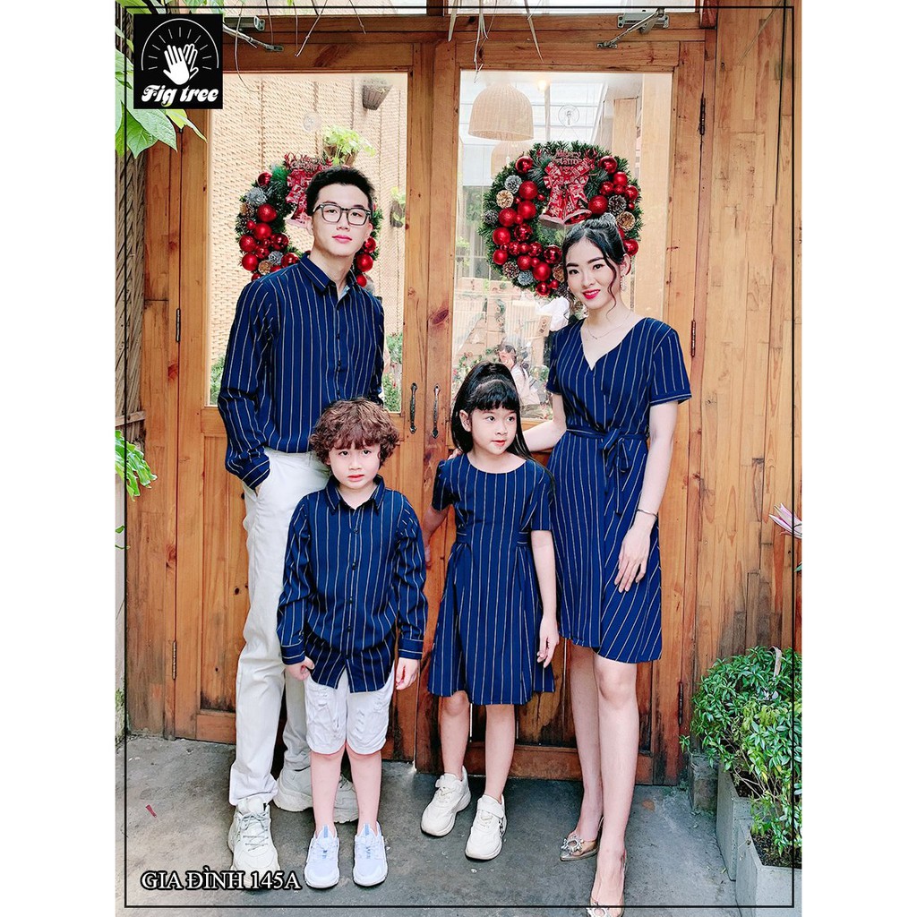 SÉT GIA ĐÌNH SỌC XANH 145A THỜI TRANG