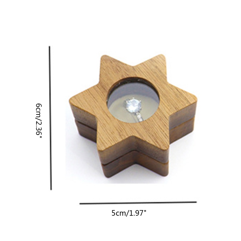 Flgo Hộp Đựng Nhẫn Cưới Bằng Gỗ Hình Lục Giác / Ngôi Sao / Hình Lục Giác