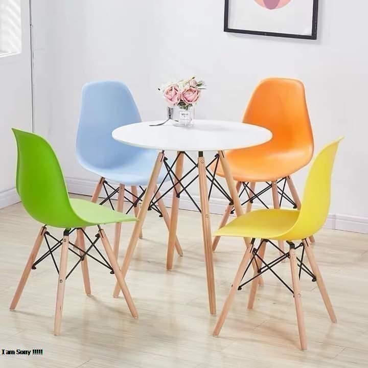 GIAO HỎA TỐC 2H - Ghế nhựa chân gỗ LẮP SẴN Decor Văn Phòng nhập khẩu EAMES Đủ Màu