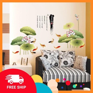 ⚡️𝗙𝗥𝗘𝗘𝗦𝗛𝗜𝗣⚡️ Decal dán tường Hoa sen thủy mặc