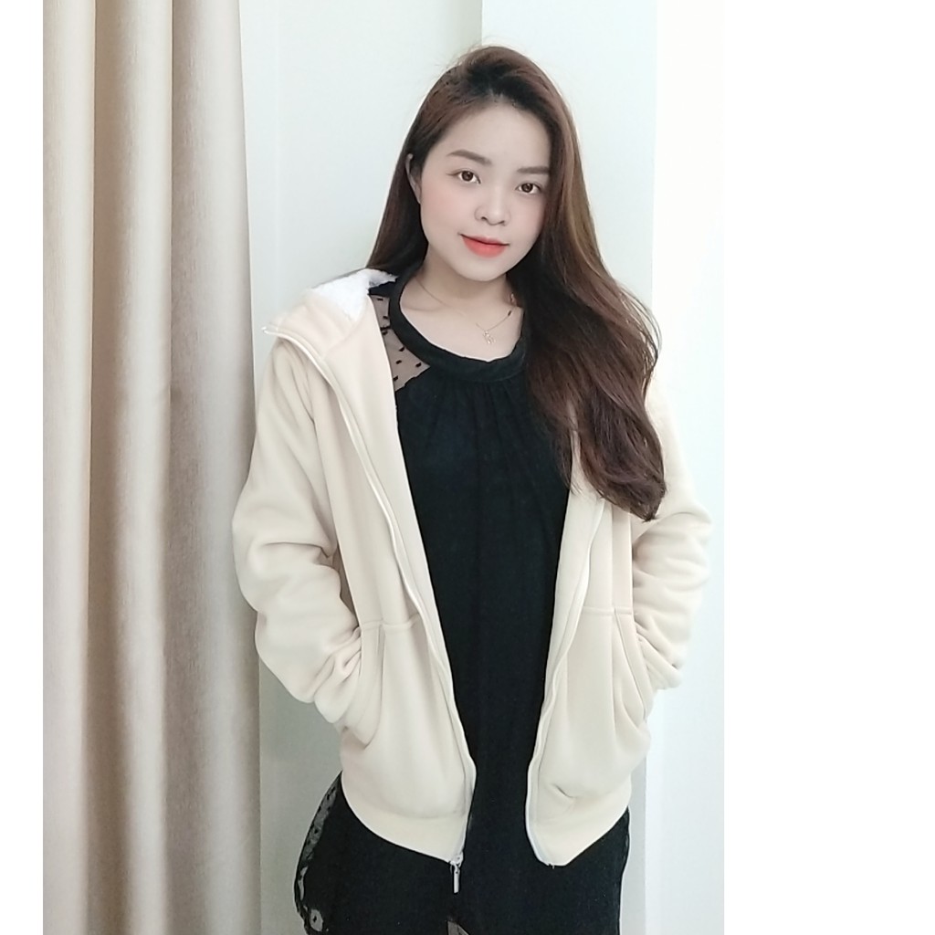 Áo hoodie nam nữ lót lông cừu unisex đôi form rộng trơn có mũ đẹp chất nỉ phong cách trẻ trung Hàn Quốc