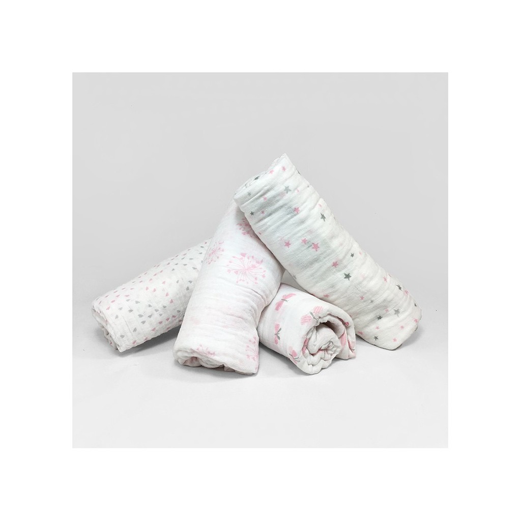 Khăn tắm cuộn Muslin Swaddle organic cotton đa năng cho bé ( 100x120cm)