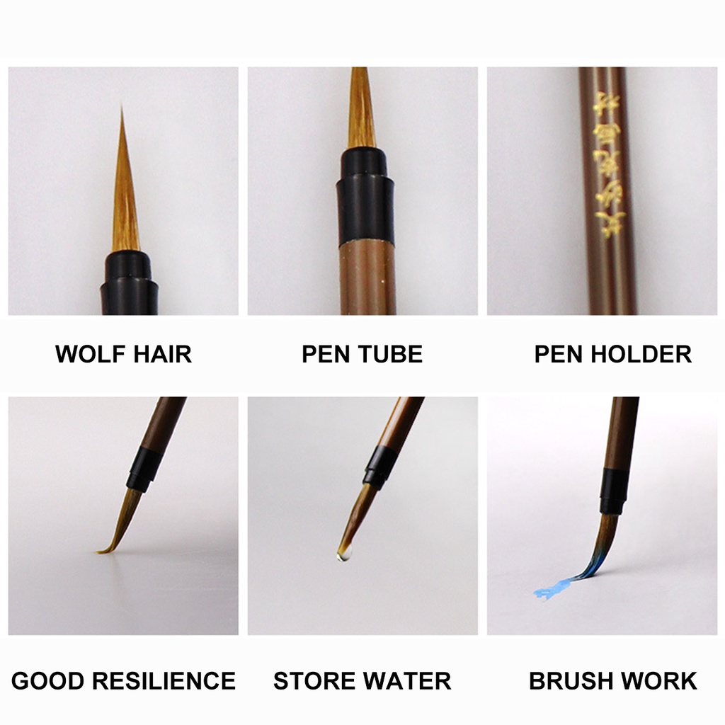 Set 3 Bút Lông SEAMIART Cán Gỗ Thiết Kế Tiện Dụng Watercolor nail polish brush details brush