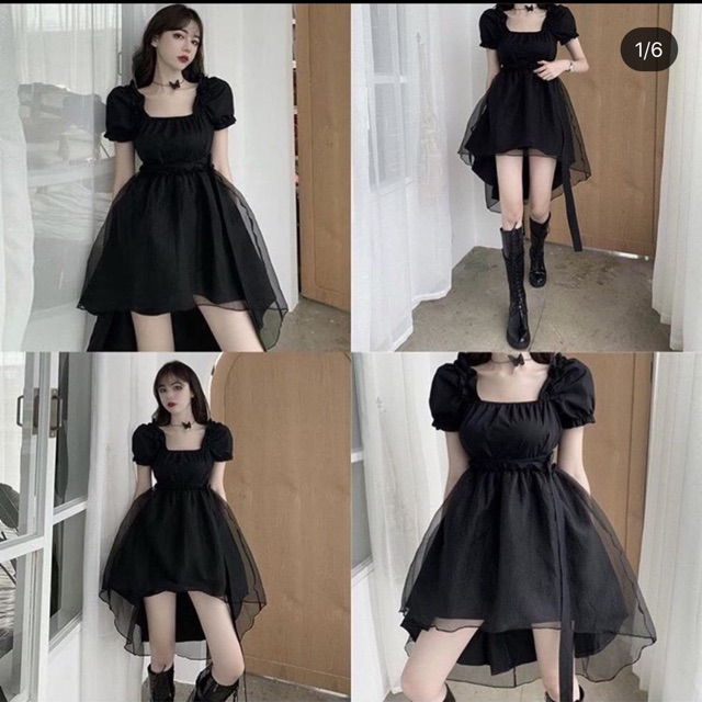 Đầm đen 2 dây body dáng dài bèo xẻ tà mặc đi chơi,đi tiệc,sinh nhật D126