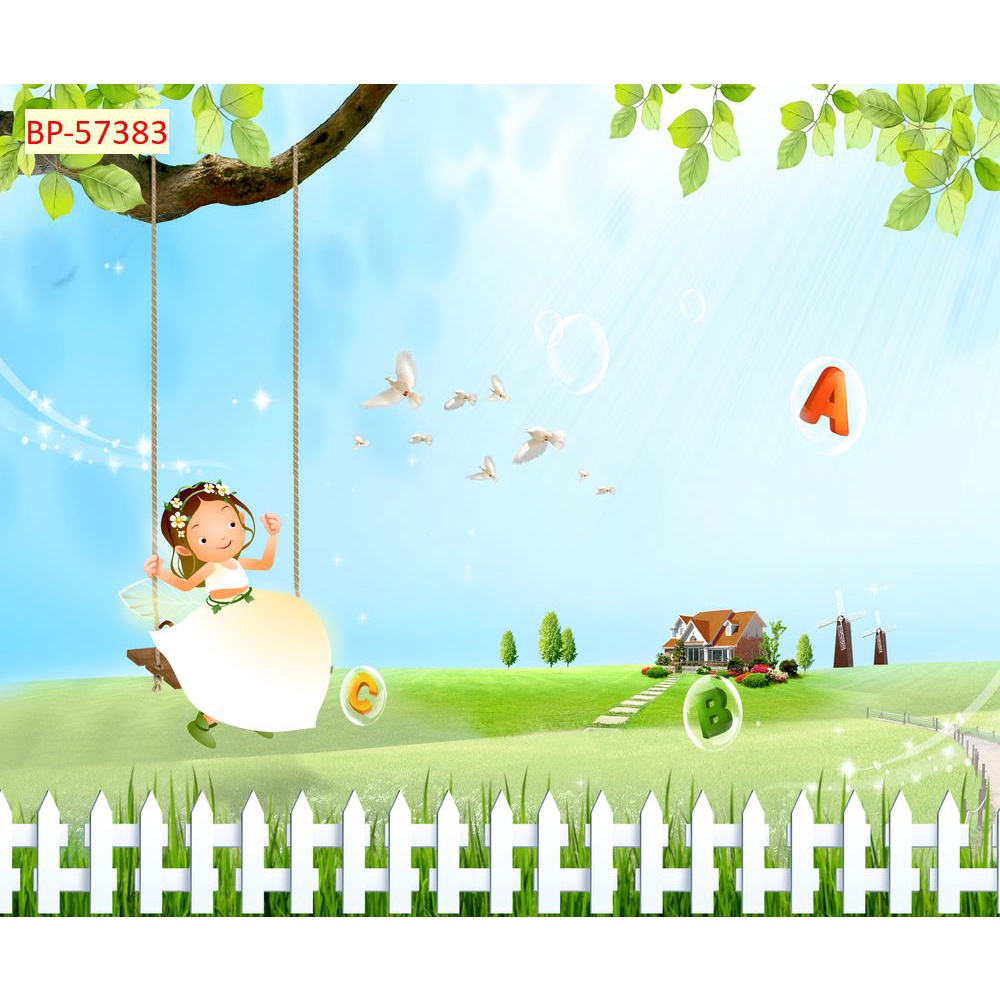 Tranh Dán Tường Phòng Trẻ Em Hoạt Hình Hiện Đại 3D