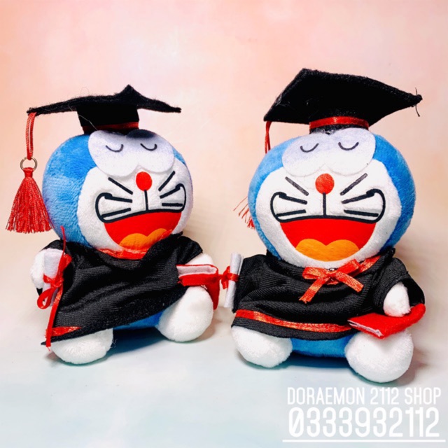 Móc khoá gấu bông tốt nghiệp Doraemon 15cm